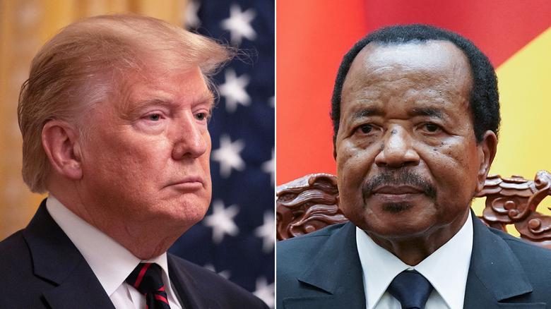 United States President Donald Trump (L) and Cameroon President Paul Biya.