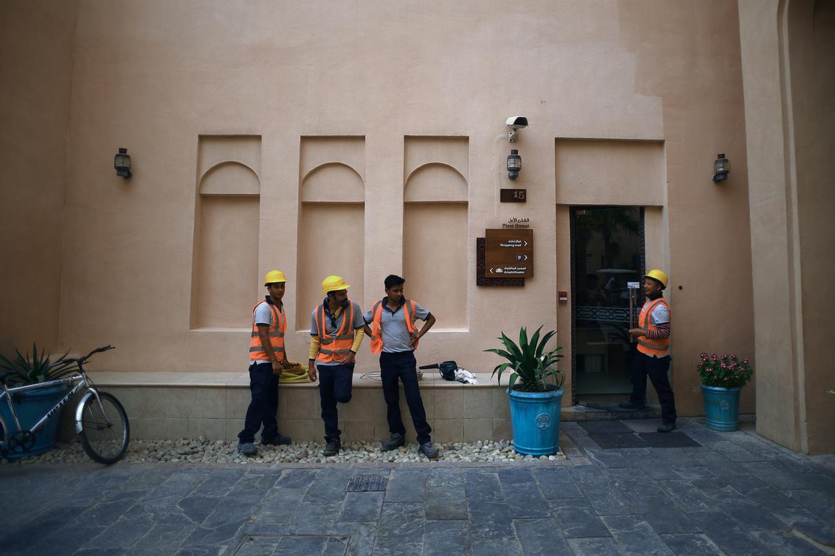 Workers in Katara cultural heritage village in Doha, Qatar. 