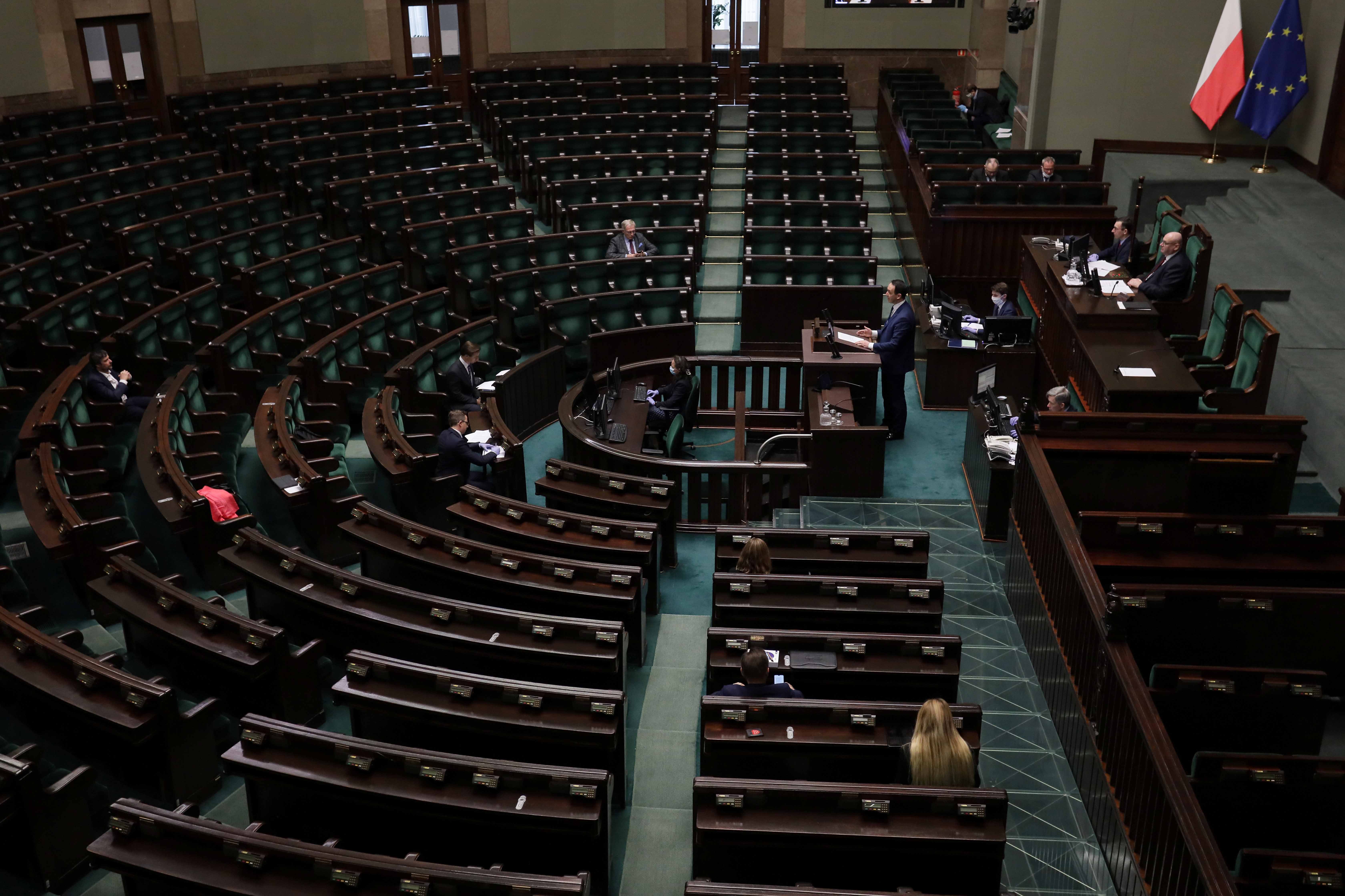 Polish lower house of Parliament, Sejm,  April 15, 2020.