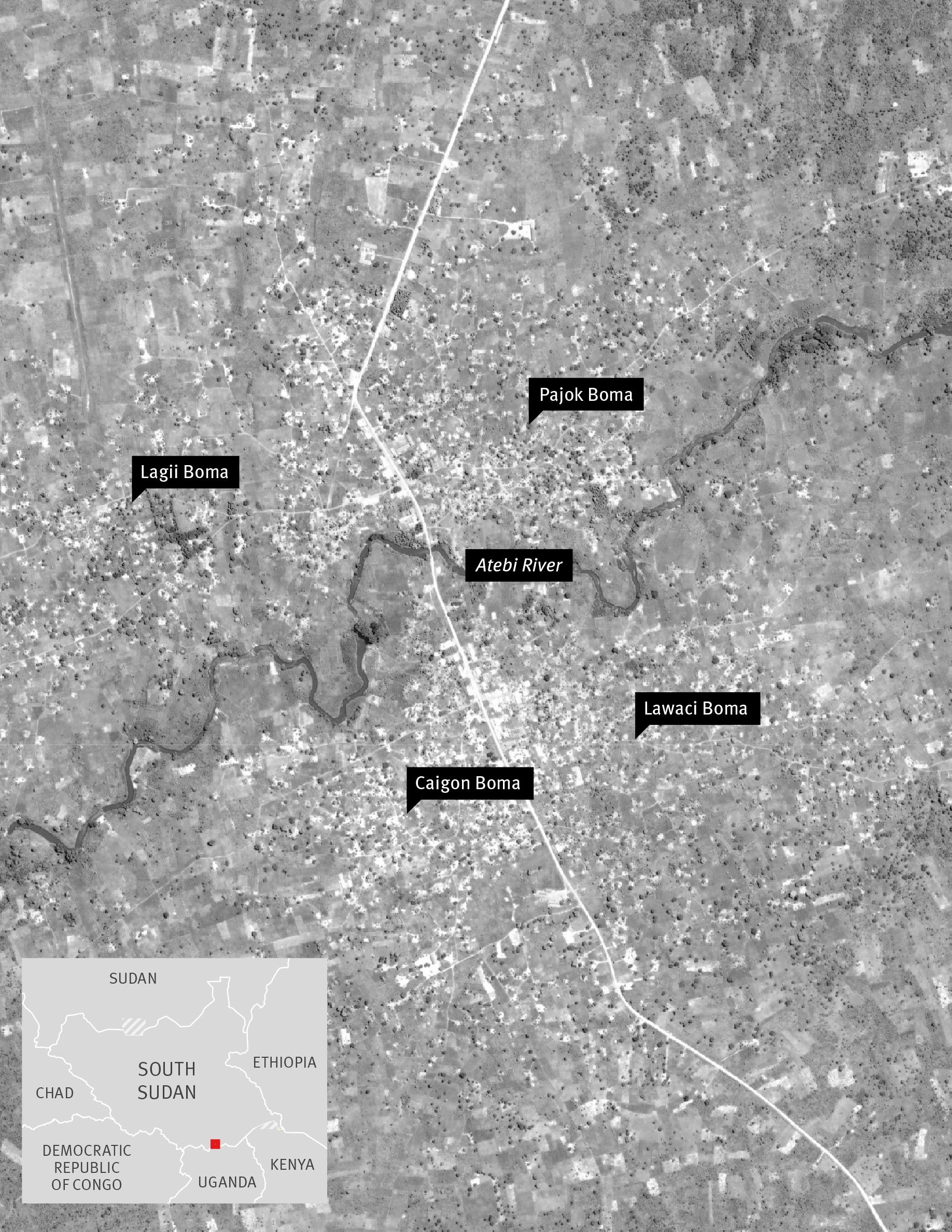 Map of Pajok in South Sudan