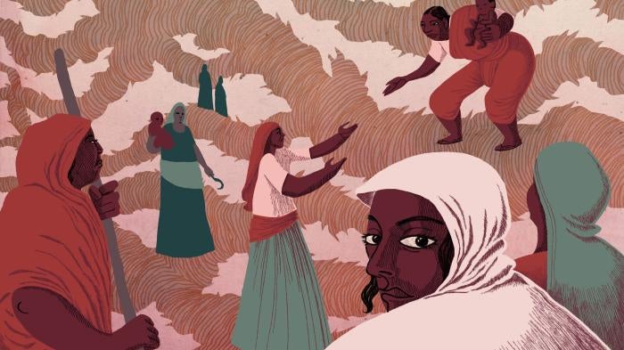 An illustration of women in India