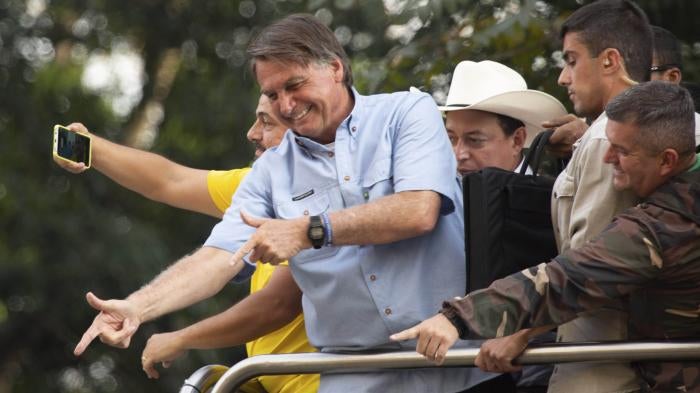 The President of Brazil, Jair Bolsonaro, at a rally on September 07, 2021 in São Paulo, Brazil.