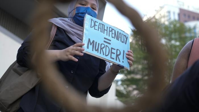 An activist during a protest against the death penalty in Kuala Lumpur, Malaysia.