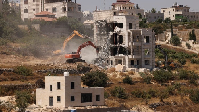 Israeli authorities demolish a Palestinian home under construction in the city of Hebron in the Israeli occupied West Bank. July 25, 2024.