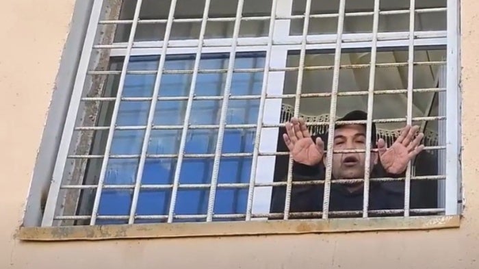 Uzbek blogger Valijon Kalonov at a psychiatric hospital in Jizzakh, Uzbekistan, where he has been forcibly detained since 2021 for criticizing the president