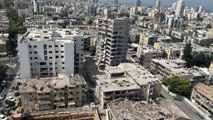 Damage caused by an Iranian missile strike that killed nine civilians, including three children, in the Israeli city of Bat Yam, south of Tel Aviv, on June 15, 2025. Photo taken on July 1, 2025.