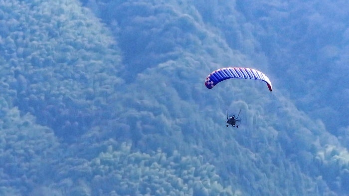 A tourist paramotor in China.