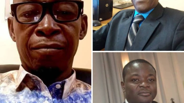 The journalists Omar Kane, left, Ibro Chaibou, top right, and Youssouf Seriba, bottom right.