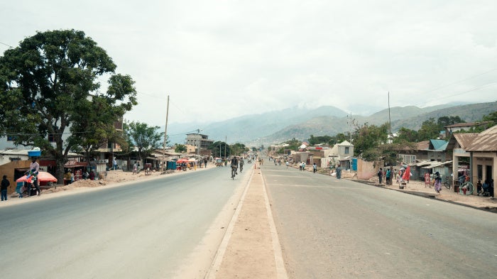 A deserted street in Uvira, eastern Democratic Republic of Congo, on December 9, 2025, before Rwandan and M23 forces captured the town.