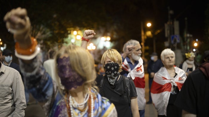 Protesters gather daily in Georgia’s capital, Tbilisi, after the authorities announced they were halting negotiations on joining the European Union. Demonstrators are demanding the release of political prisoners and snap elections, Tbilisi, Georgia, June 22, 2025.