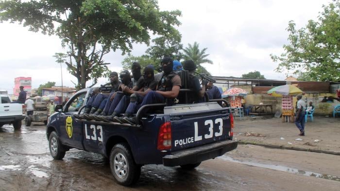 Congolese police taking part in Operation Likofi in Kinshasa.
