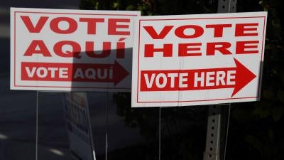 A polling location on the first day of early in-person voting, Coral Springs, Florida, October 24, 2022. 