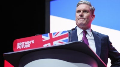 Keir Starmer, Labour Party leader, and now Britain’s Prime Minister, during a speech at the Labour Party conference in Liverpool, England, October 10, 2023.