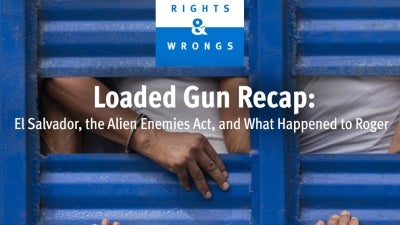 Episode title and logo over hand behind bars. 