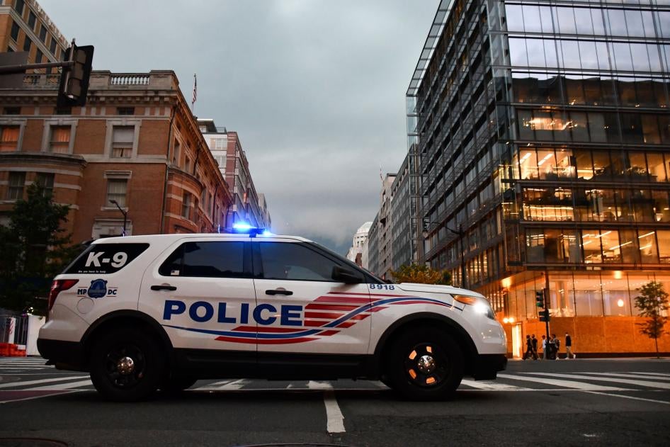 A police car is pictured during a protest against the death in Minneapolis police custody of George Floyd in front of the White House, in Washington, United States, June 4, 2020.