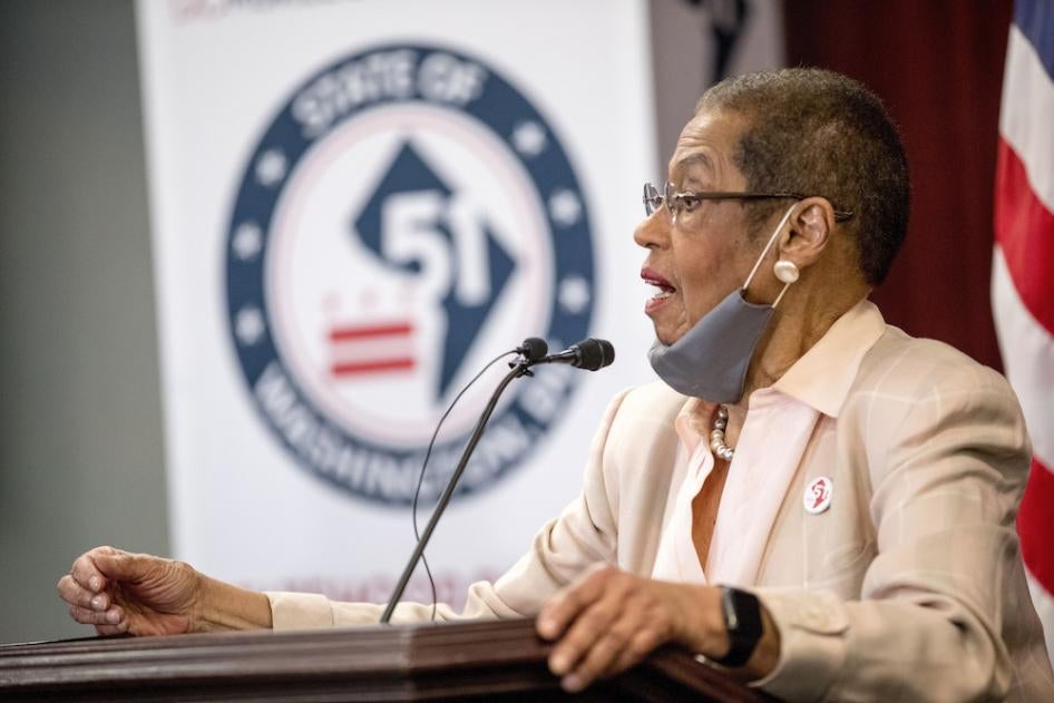 Delegate Eleanor Holmes Norton, D-D.C., speaks at a news conference on District of Columbia statehood on Capitol Hill, Tuesday, June 16, 2020, in Washington. 