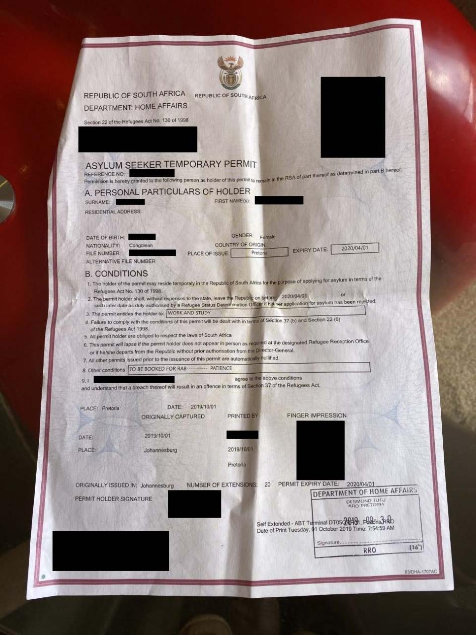 A redacted one-page document