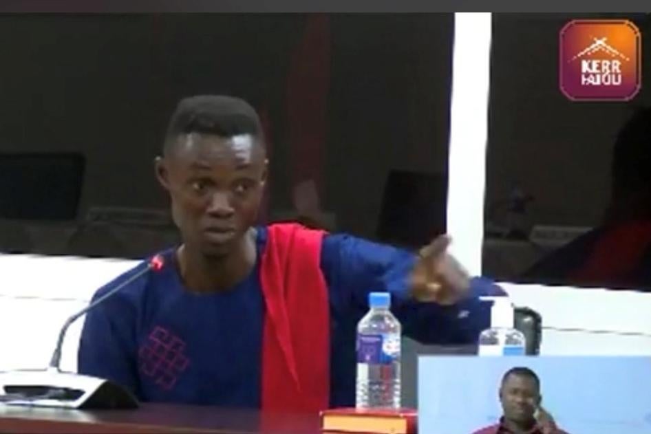 Massacre survivor Martin Kyere testifies before the Gambia truth commission, March 2021. 