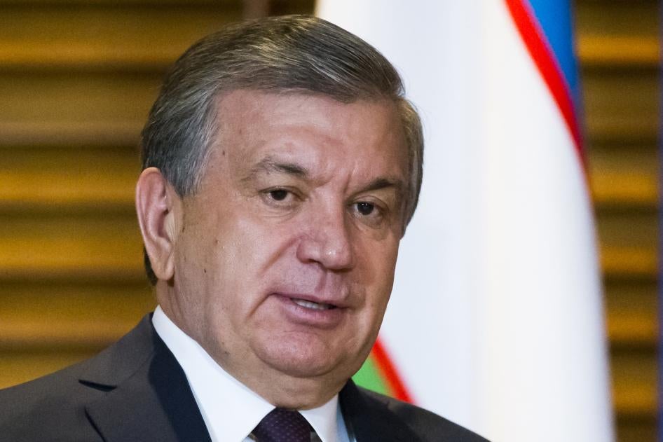 Usbekistans Präsident Shavkat Mirziyoyev bei einer Rede in Qingdao, China, am 9. Juni 2018.  © 2018 AP Photo/Alexander Zemlianichenk