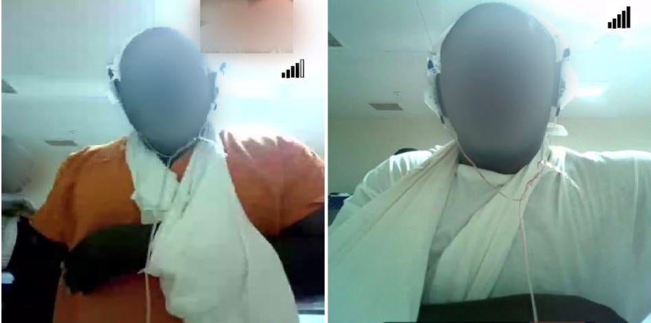 Photos of two men with their faces blurred