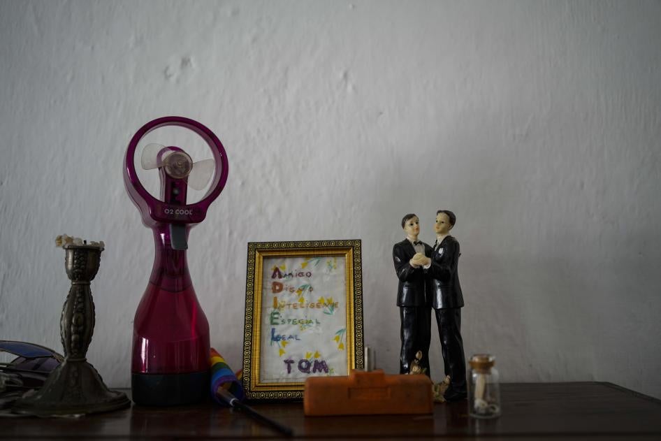 Figurine representing grooms displayed in the home of a same-sex couple in Matanzas, Cuba, in 2021. RAMON ESPINOSA AP
