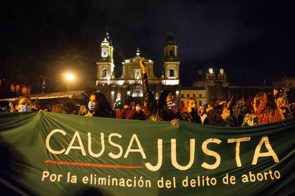 Members of the Pro-Abortion movement 'Causa Justa por el Aborto' take part during the International Day for the Elimination of Violence against Women demonstrations