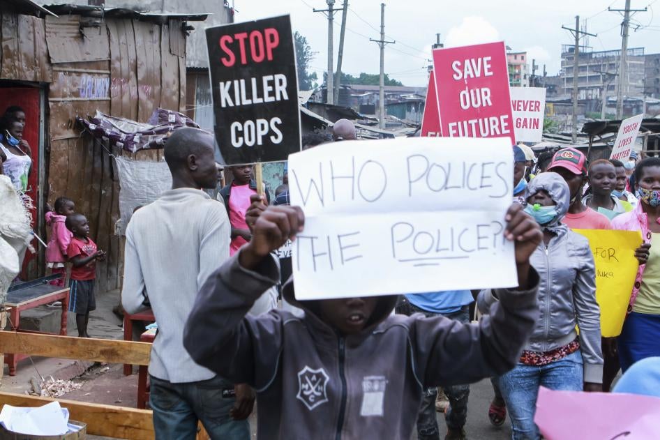 Protesters in Nairobi, Kenya during a demonstration against police brutality on June 8, 2020. 