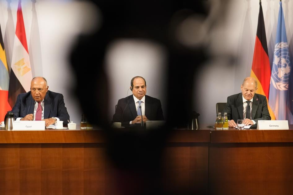 Egypt's President Abdel Fattah El-Sisi sits at the Petersberg Climate Dialogue conference. 