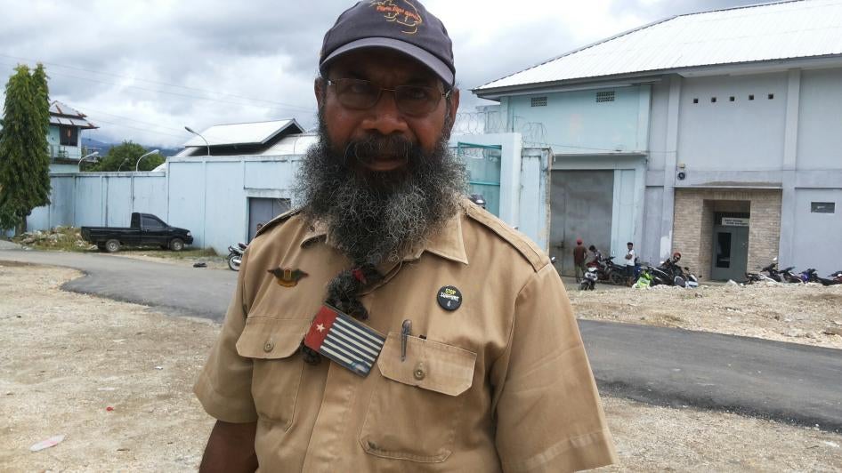 Filep Karma outside the Abepura prison in Jayapura, Indonesia.