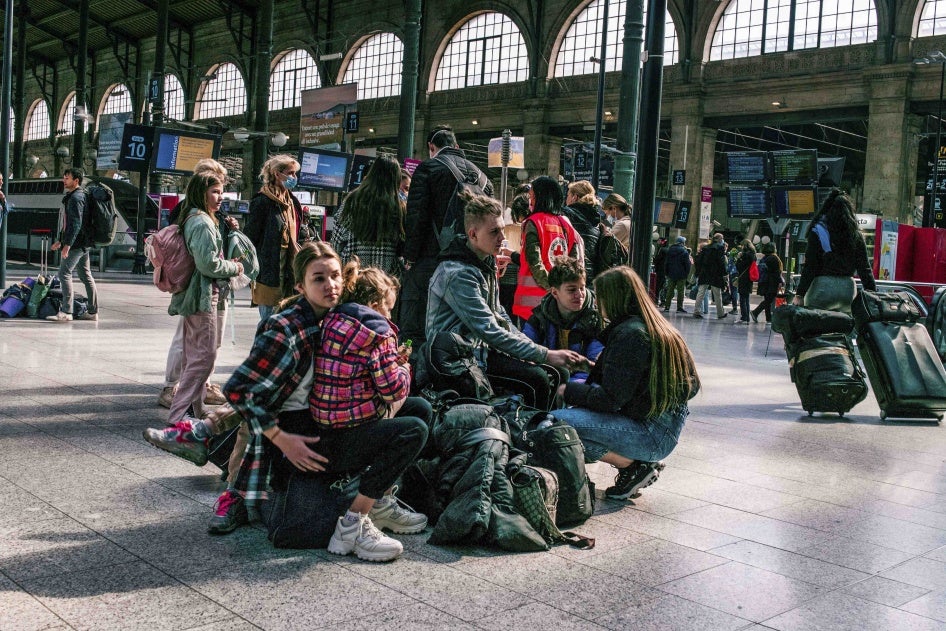 Ukrainian refugees at a Paris train station, Paris, France on April 30, 2022.