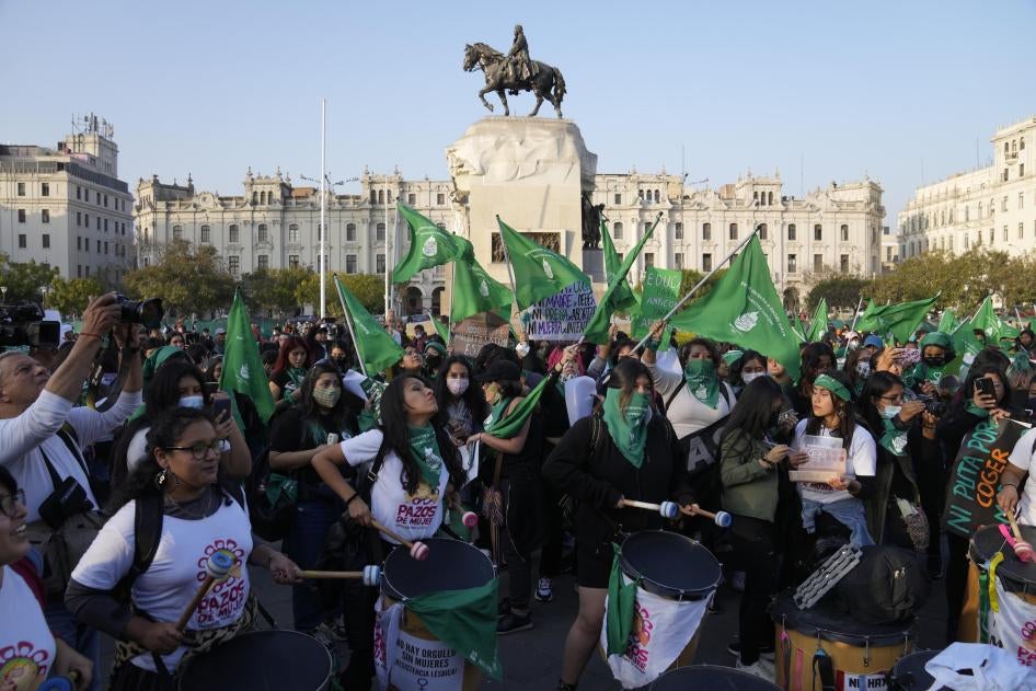 Feminist groups march on International Abortion Day to demand a legal, free and safe abortions in Lima, Peru, September 28, 2022. 
