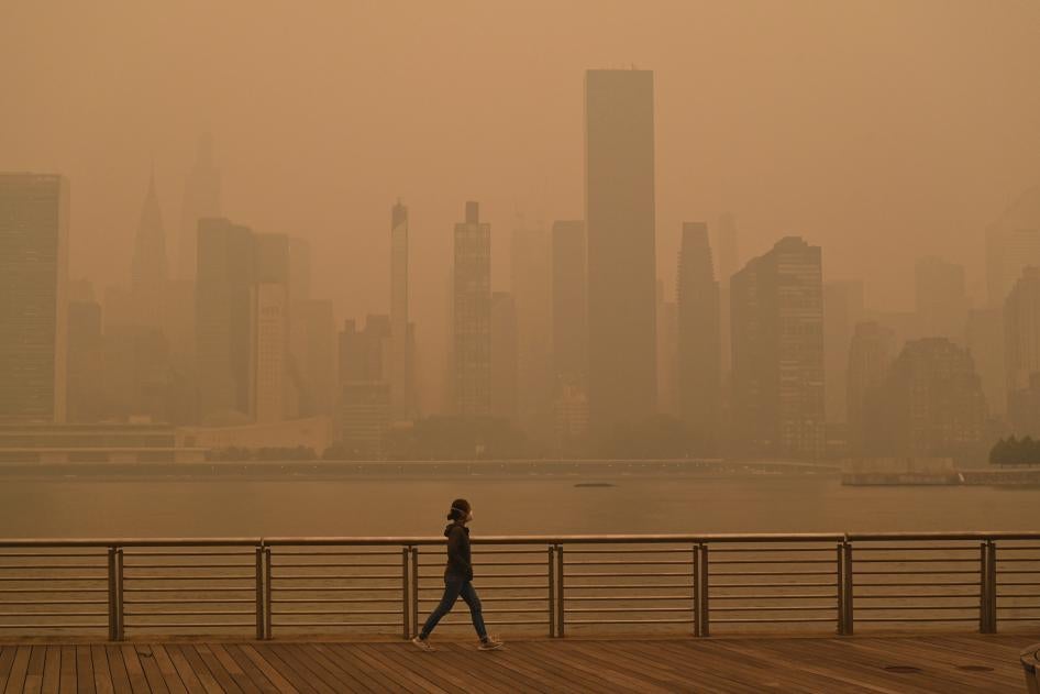 Wildfire smoke covers the New York City skyline, June 7, 2023.