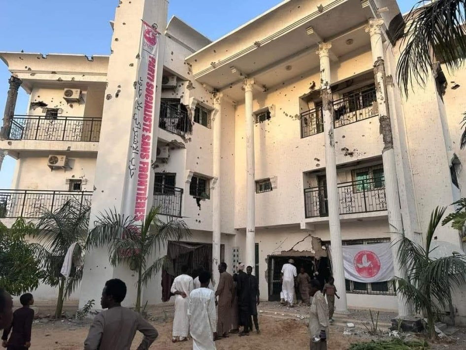 The headquarters of the Socialist Party Without Borders (Parti socialiste sans frontières) in Klemat , N’Djamena, Chad on the morning of February 29, 2024, after a shootout with security forces the day before.
