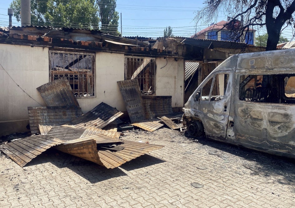 The aftermath of an armed militant attack in Makhachkala, Dagestan, in southern Russia, on June 23, 2024.