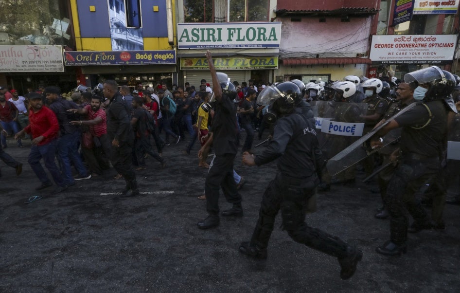 Sri Lankan police disperse anti-government protesters with tear gas and water cannons during a protest demanding the resignation of President Rani Wickremesinghe’s government in Colombo, Sri Lanka, September 24, 2022. 