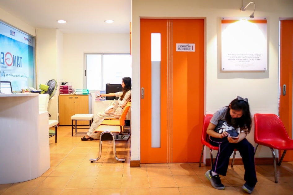 Patients wait at the Tangerine Clinic, a community health center with gender affirming care, in Bangkok, Thailand, June 21, 2016.