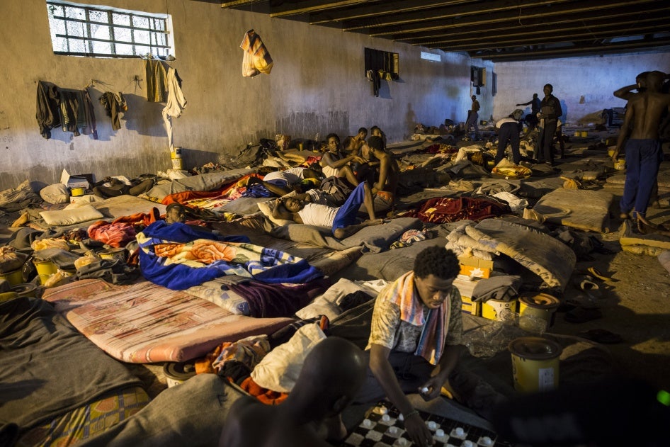 Men at a detention center in Tripoli, Libya, June 8, 2017. 