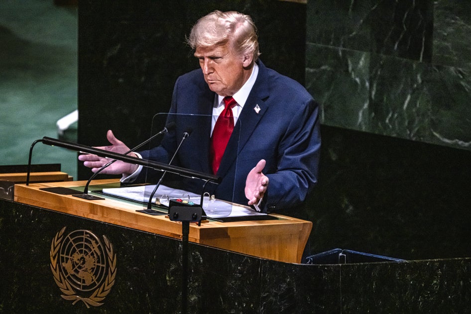 Le président américain Donald Trump s’exprimait lors de la 80ème session de l'Assemblée générale des Nations Unies à New York, le 23 septembre 2025.