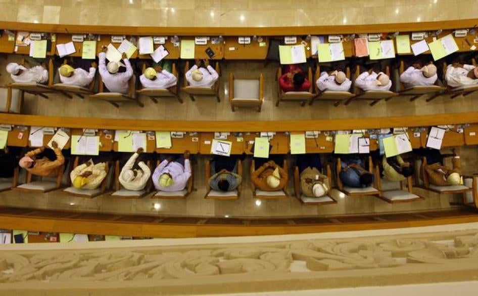 The opening of a joint parliament session in Naypyidaw, Burma on July 4, 2012. 