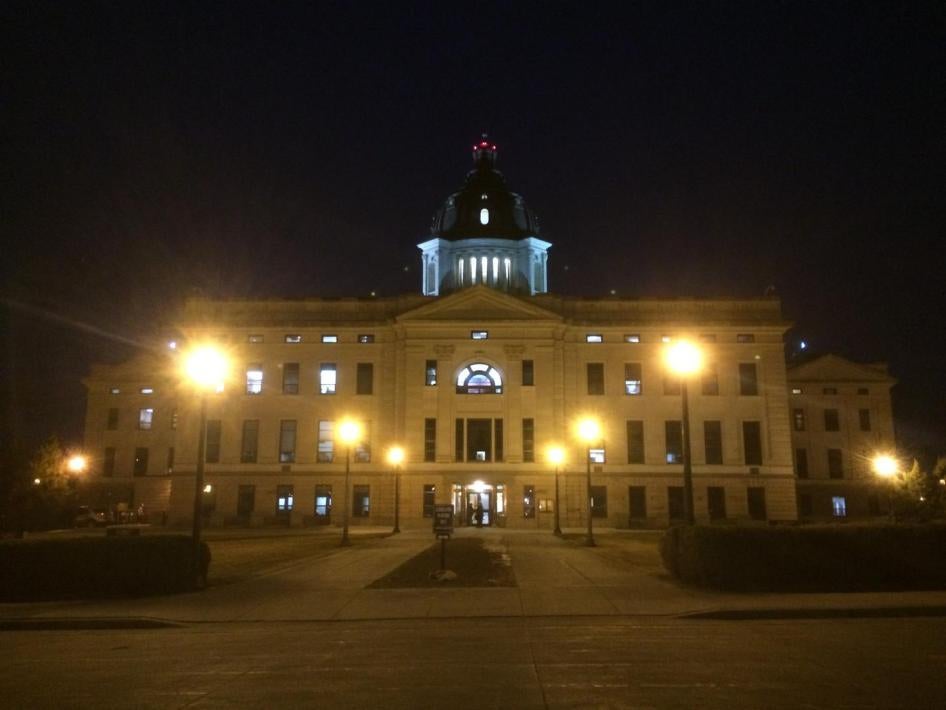 The South Dakota State Capitol building in Pierre, South Dakota, February 2016. 