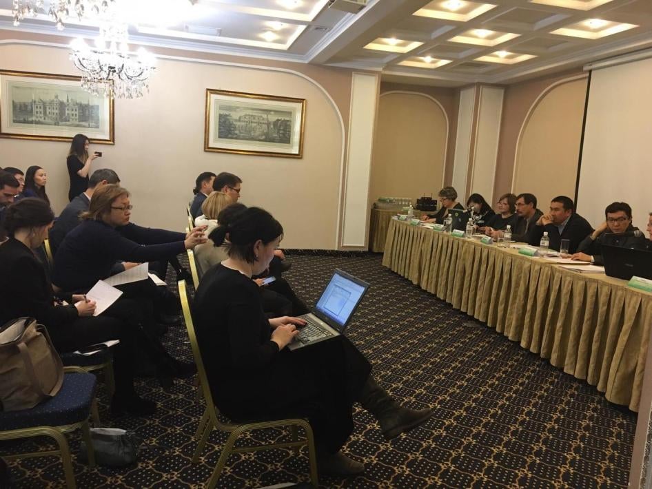 A public meeting organized by rights groups in Kazakhstan on January 27, 2017. 