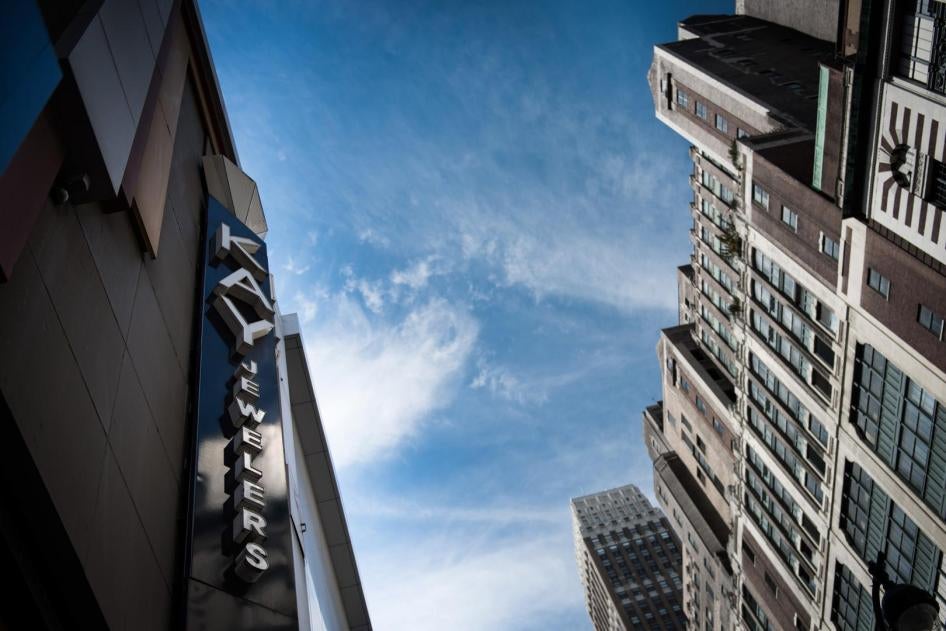 Signage for Kay Jewelers, a subsidiary of Signet Jewelers Ltd., on the exterior of a store in New York, US, August 2017. 