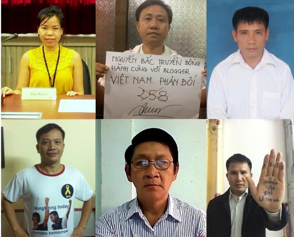 Top (left to right): Le Thu Ha, Nguyen Bac Truyen, and Nguyen Trung Ton  Bottom (left to right): Nguyen Van Dai, Phạm Van Troi, and Truong Minh Duc 