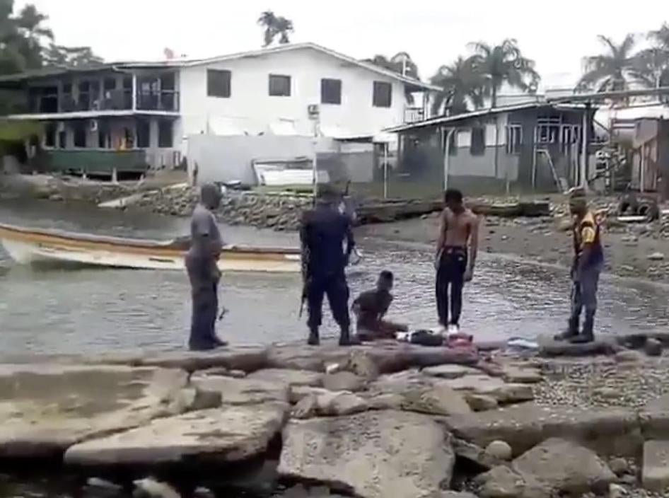Video footage of a boy being beaten by police in Kimbe, Papua New Guinea.