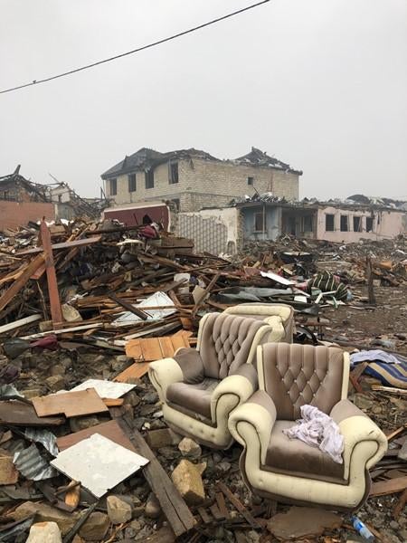 Armenian forces fired a Scud-B ballistic missile that hit the Mukhtar Hajiev neighborhood in Ganja at 1 a.m. on October 17, killing and maiming residents and destroying and damaging dozens of homes.