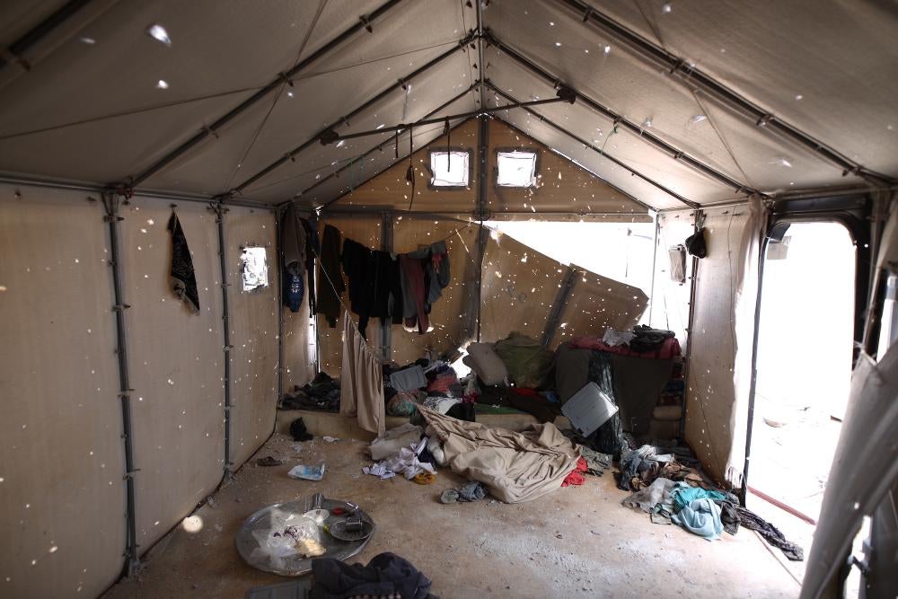 Fragmentation damage by the Syrian-Russian military alliance’s cluster munition attack of the Maram camp