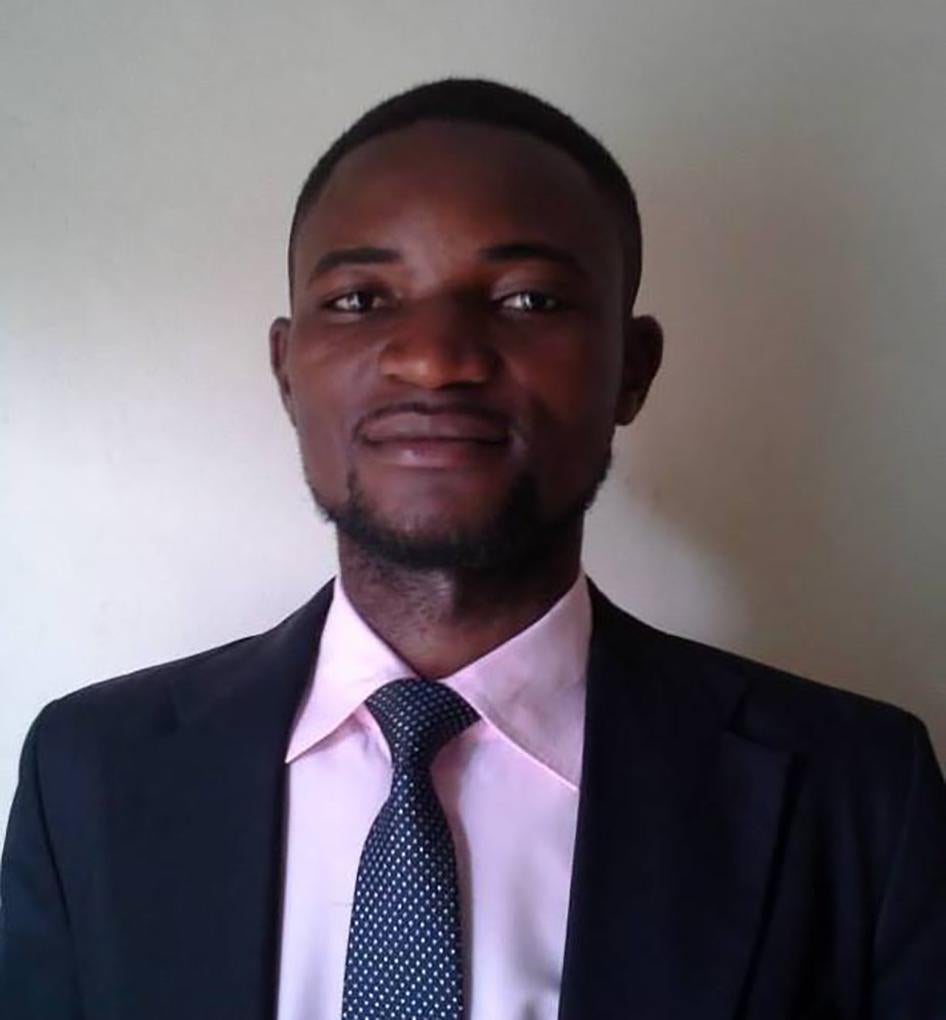 Jerry Olengha. Member of the opposition FONUS political party, arrested in Kinshasa on November 4, 2015