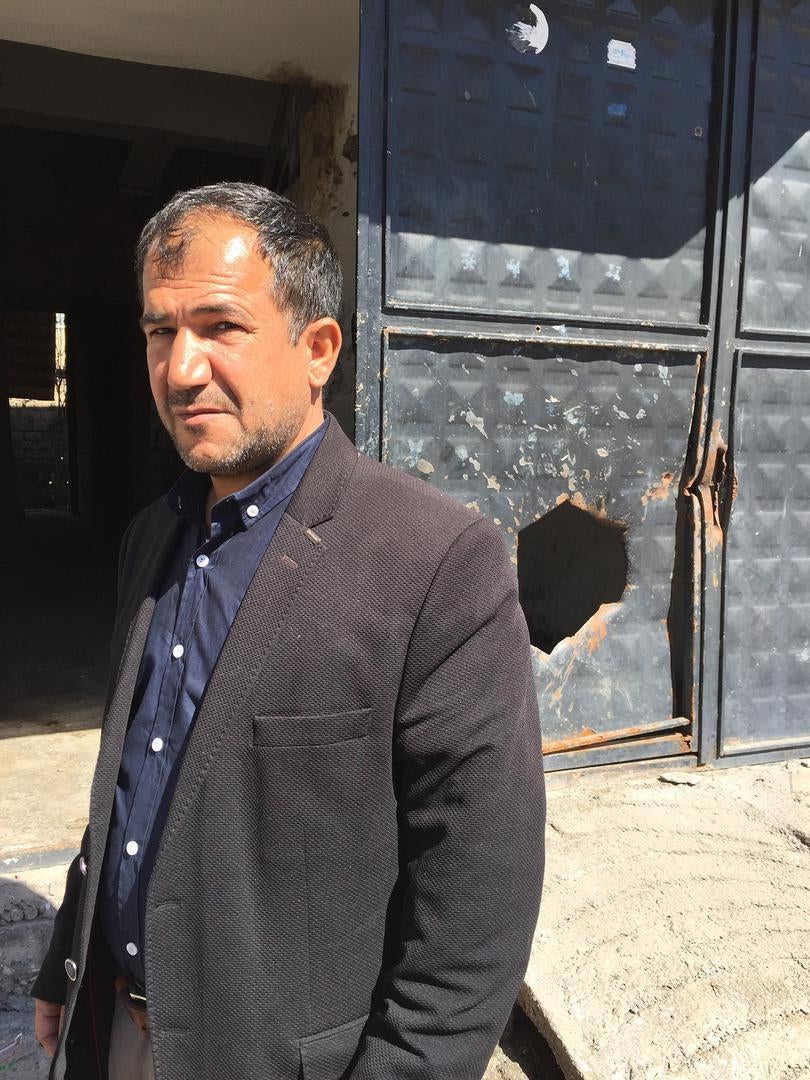 Mehmet Yürü’s daughter Büşra, 11, and nephew Yusuf Akalın, 13, were killed when mortars hit their home and the shop next door, including one that directly hit the metal front door. Yusuf’s sister Dilan, 10, was severely injured in the attack. Mirabdal Str