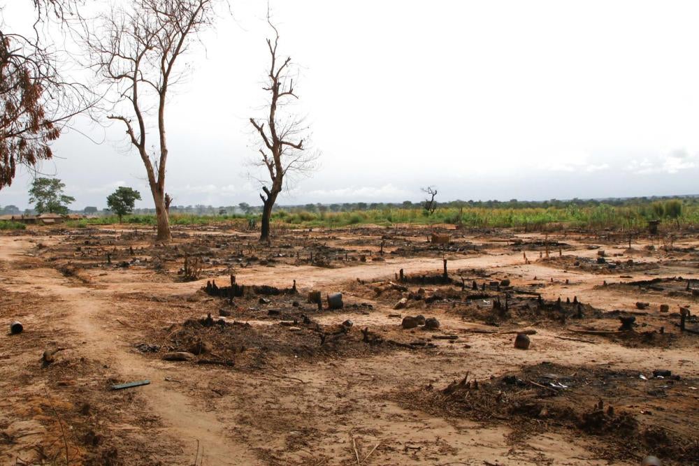 L’Évêché displacement camp in Kaga Bandoro Central African Republic, on October 19, 2016, one week after the Seleka attack