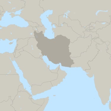 Middle East map with Iran shaded gray